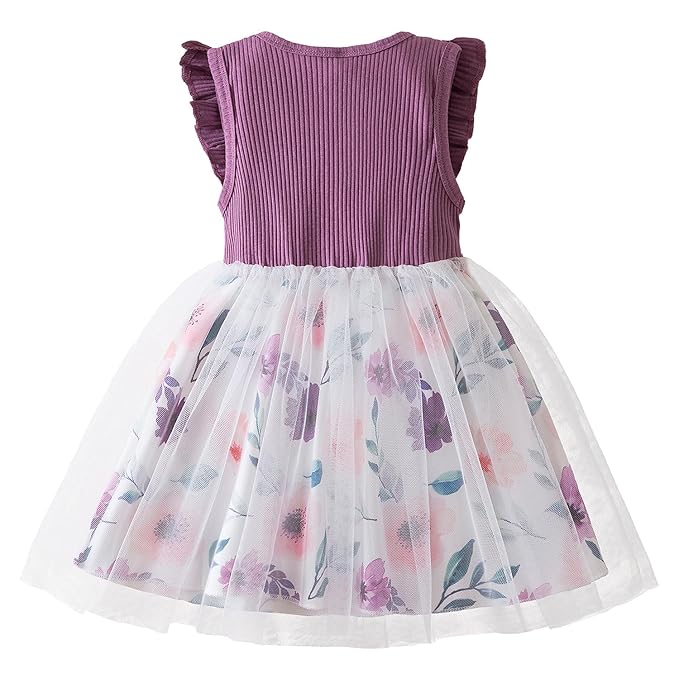  Embroidery Toddler New Baby Little Princess Girls Pink Fly Ruffle Sleeveless Strap Printed Bowknot Summer Party Outfit Knee Lenght Net Casual Frock Clothes Set image 5