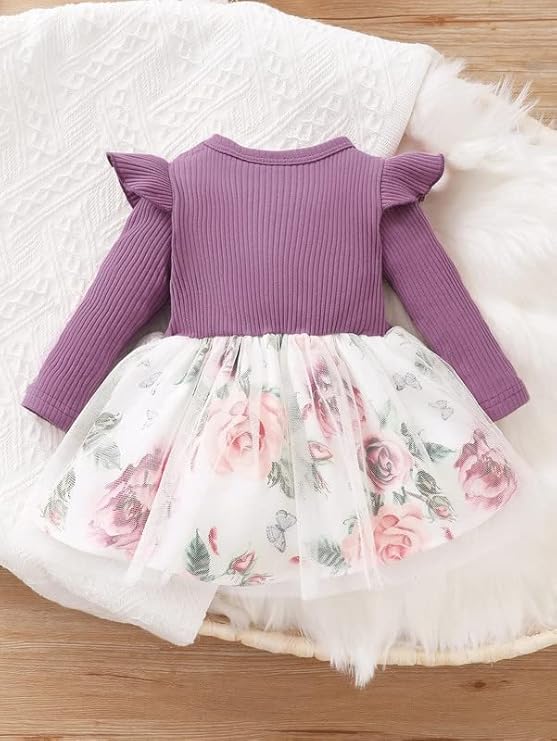 Baby Girl Dress Toddler Dress Long Sleeve Infant Casual Dress Ruffle Print Clothes Baby Girls Clothing image 2