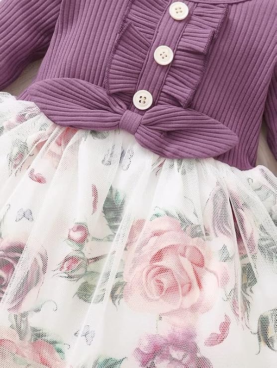 Baby Girl Dress Toddler Dress Long Sleeve Infant Casual Dress Ruffle Print Clothes Baby Girls Clothing image 4