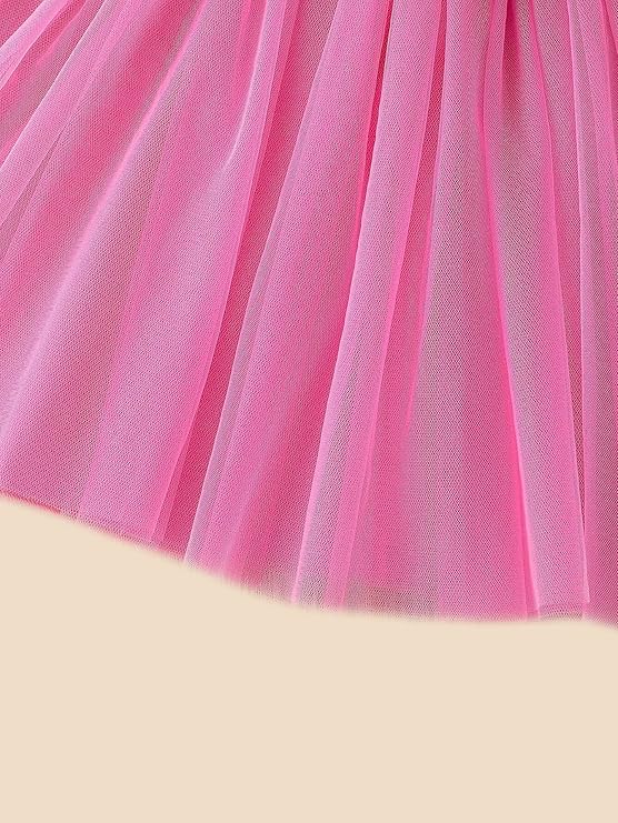 Baby Girl Toddler Dress Half Sleeve Infant Casual Dress Ruffle Print Girls Clothing Dress| Festive/Wedding Dress for Girls| Birthday Fancy Dress | Girls Frock Dress| (Pink) image 3