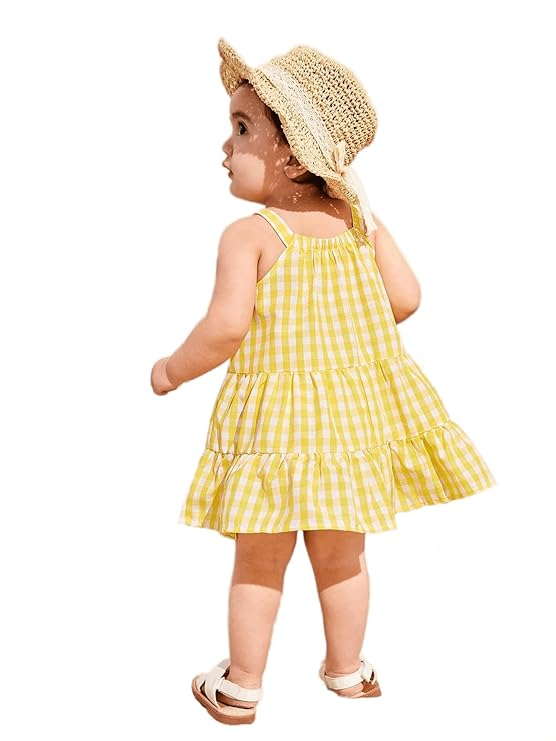 Casual Sweet Baby Children's Fashionable Kids Girls Dresses Toddler Princess Summer Outfit Flower Bowknot Party Dress | Sleeveless | Cotton | Check Box Printed | Knee Length | Frock image 2