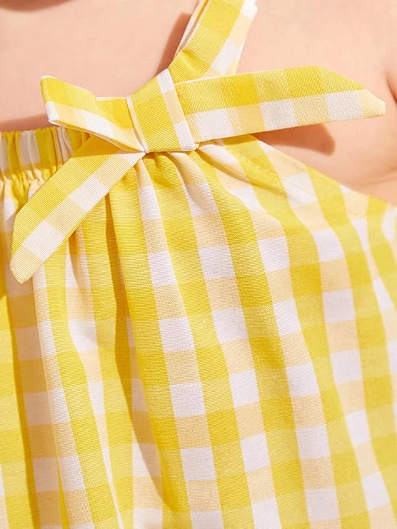 Casual Sweet Baby Children's Fashionable Kids Girls Dresses Toddler Princess Summer Outfit Flower Bowknot Party Dress | Sleeveless | Cotton | Check Box Printed | Knee Length | Frock image 3