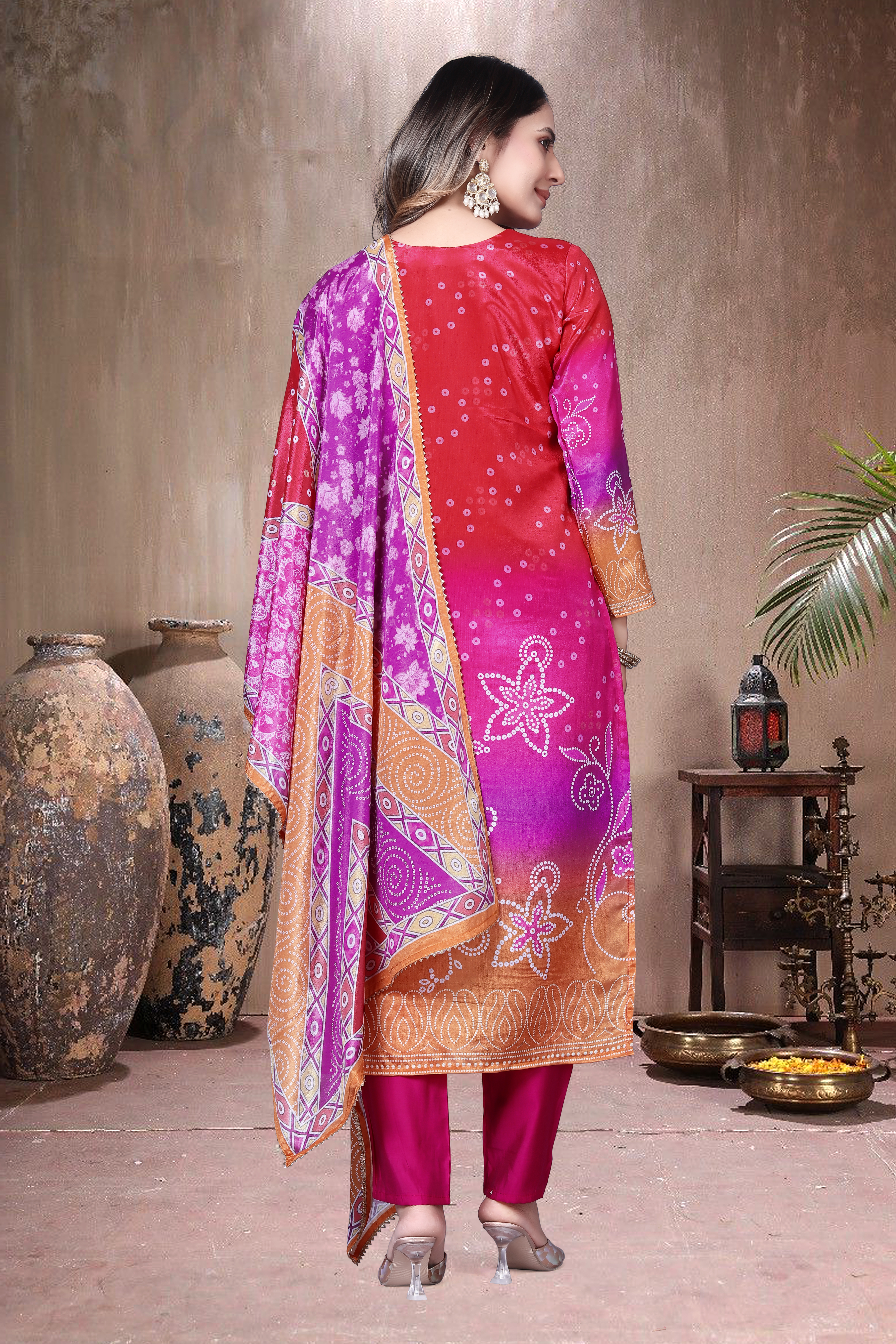 Trendy Women's Salwar Suit With Embroidery Sequence Work Ethnic Set Top-Bottom And Dupatta Set Fully Stitched Ready To Wear| Kurta Pant image 2