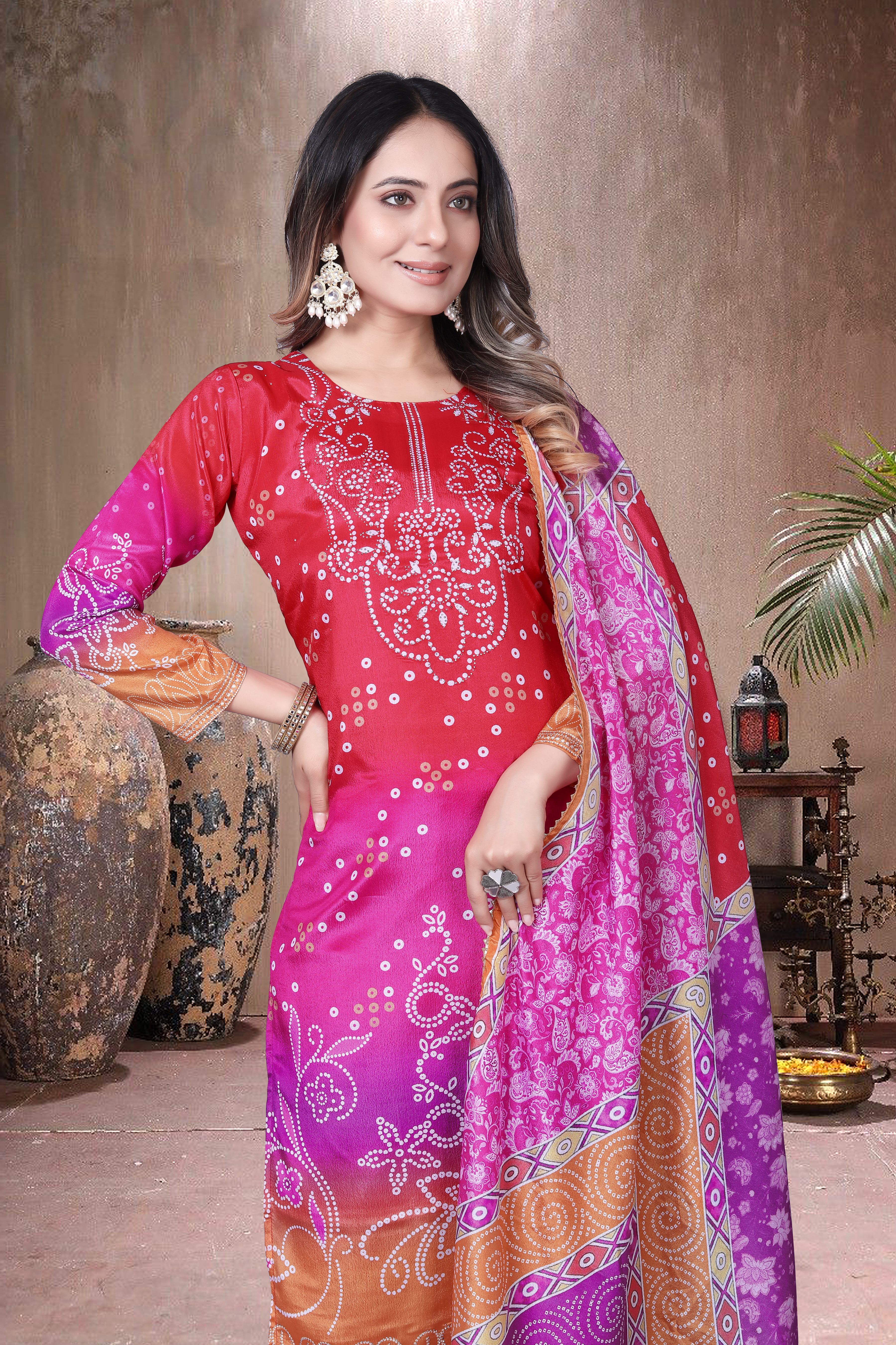 Trendy Women's Salwar Suit With Embroidery Sequence Work Ethnic Set Top-Bottom And Dupatta Set Fully Stitched Ready To Wear| Kurta Pant image 3