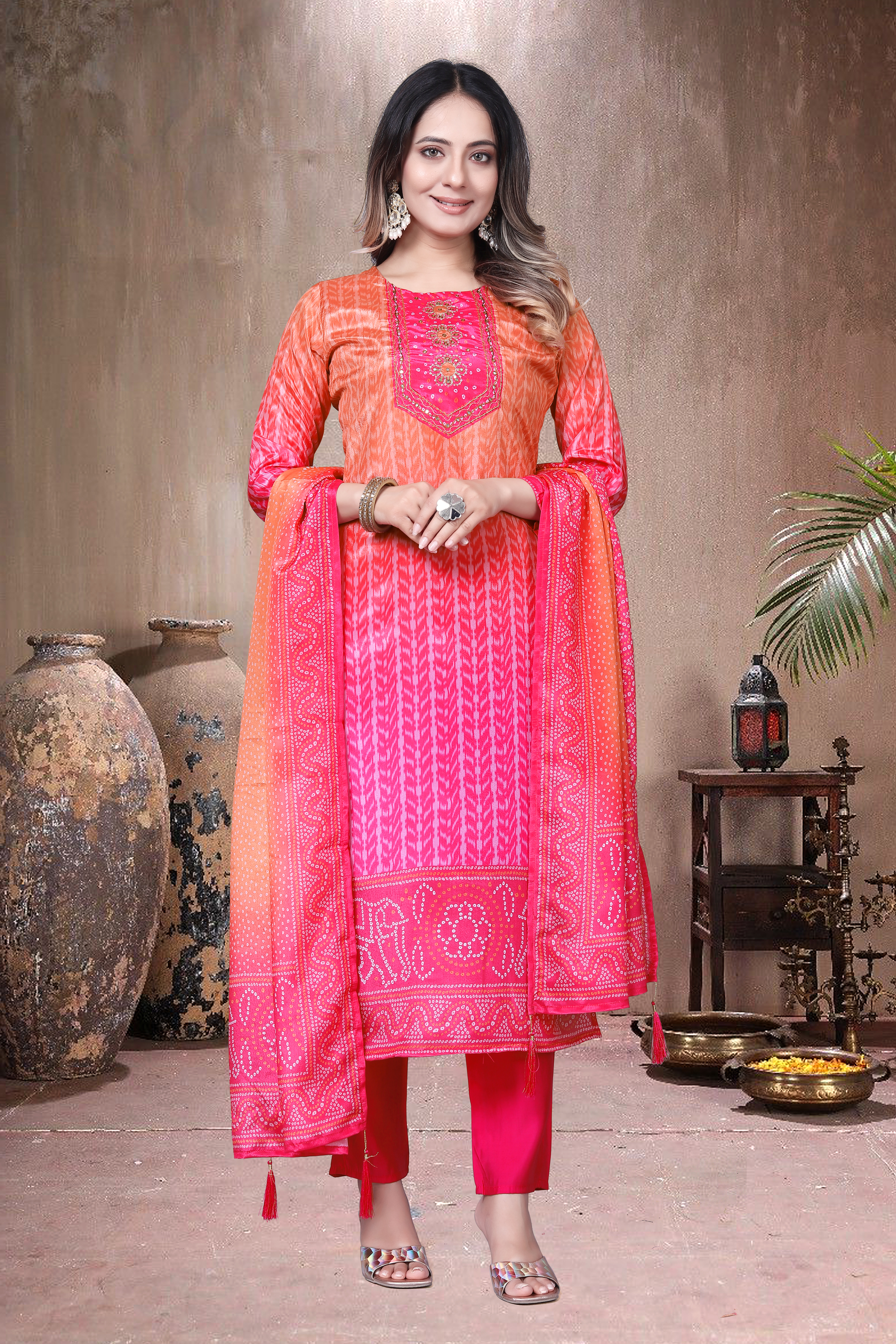 Trendy Women's Salwar Suit With Embroidery Sequence Work Ethnic Set Top-Bottom And Dupatta Set Fully Stitched Ready To Wear| Kurta Pant