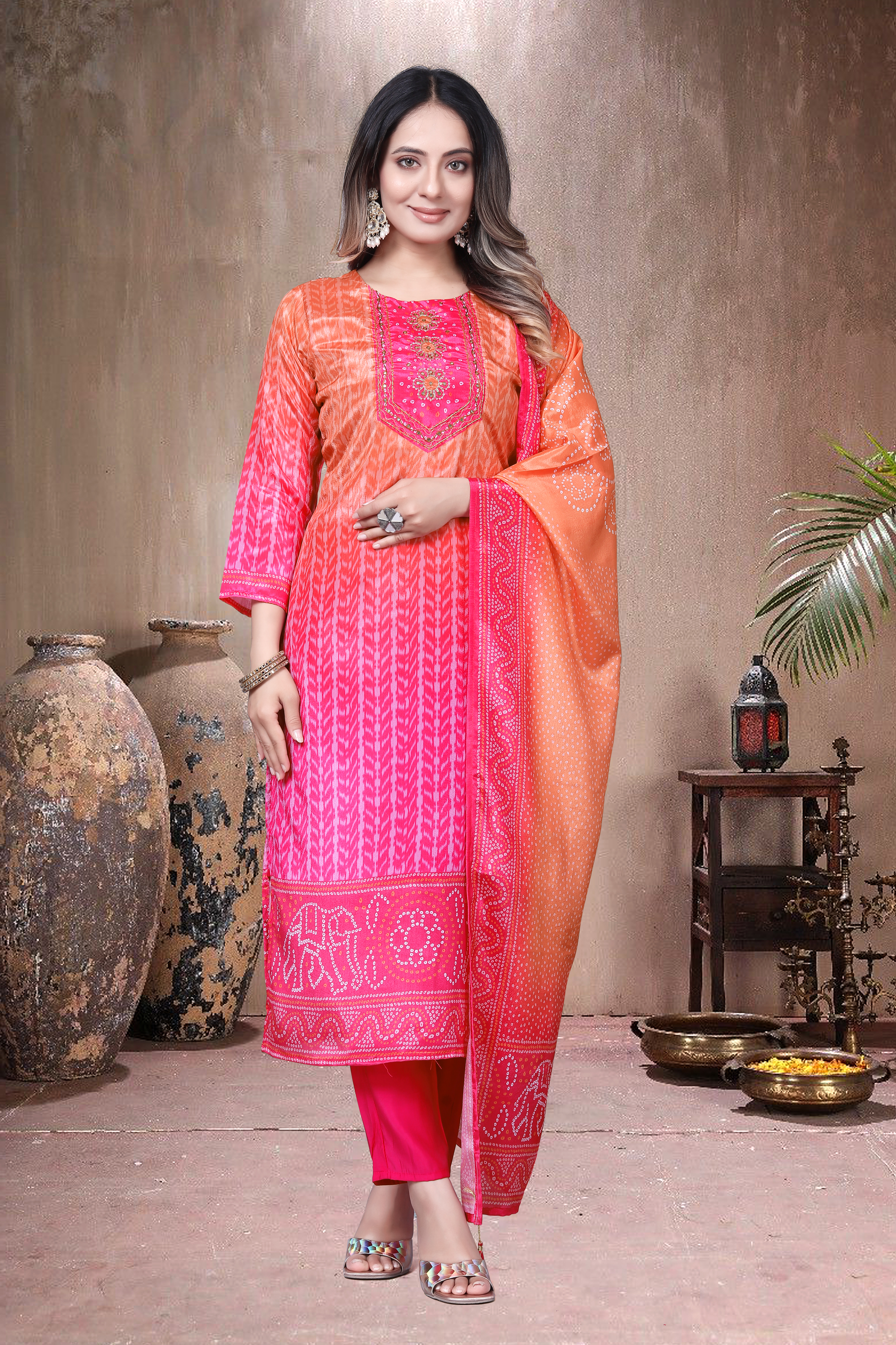 Trendy Women's Salwar Suit With Embroidery Sequence Work Ethnic Set Top-Bottom And Dupatta Set Fully Stitched Ready To Wear| Kurta Pant image 4