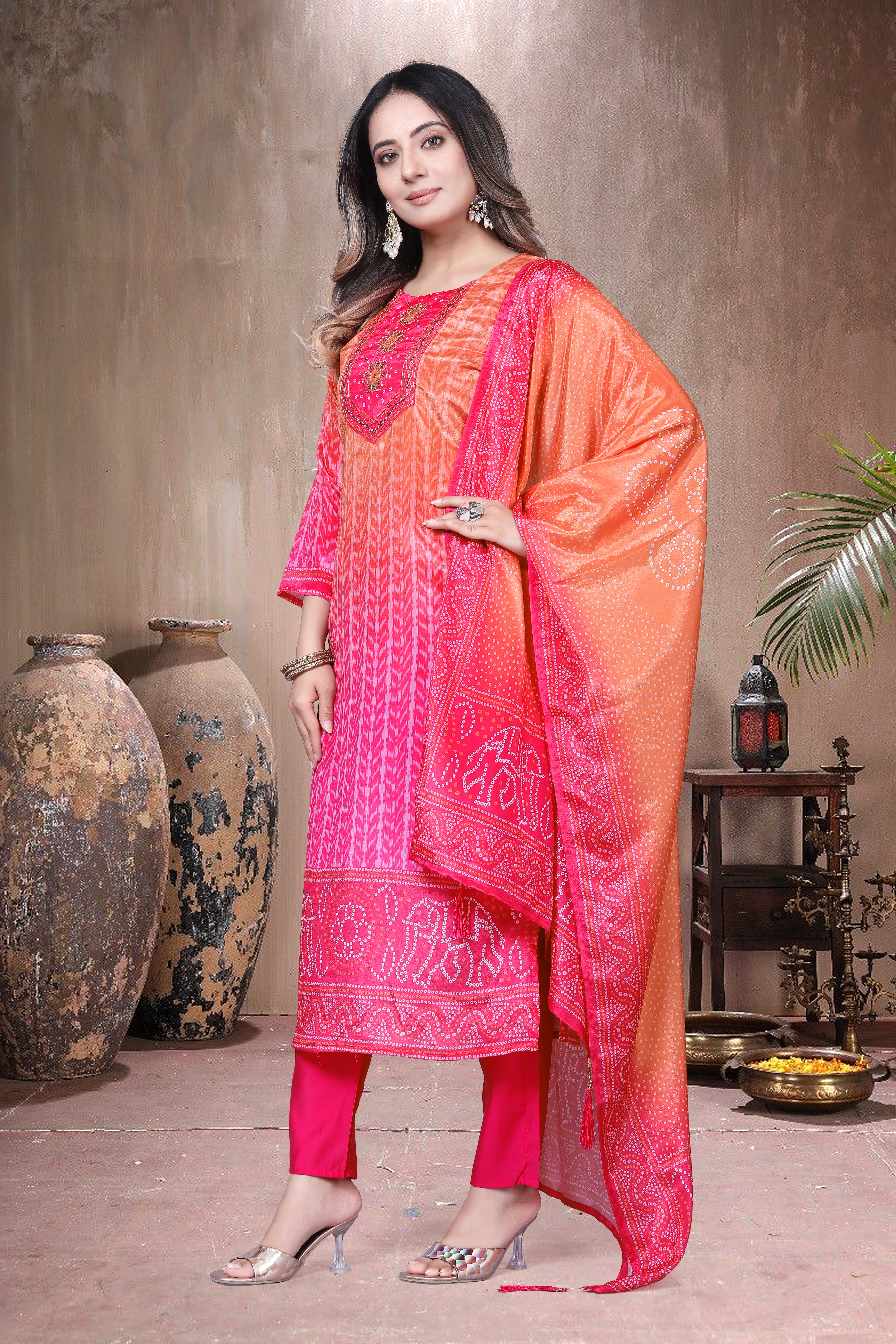 Trendy Women's Salwar Suit With Embroidery Sequence Work Ethnic Set Top-Bottom And Dupatta Set Fully Stitched Ready To Wear| Kurta Pant image 5