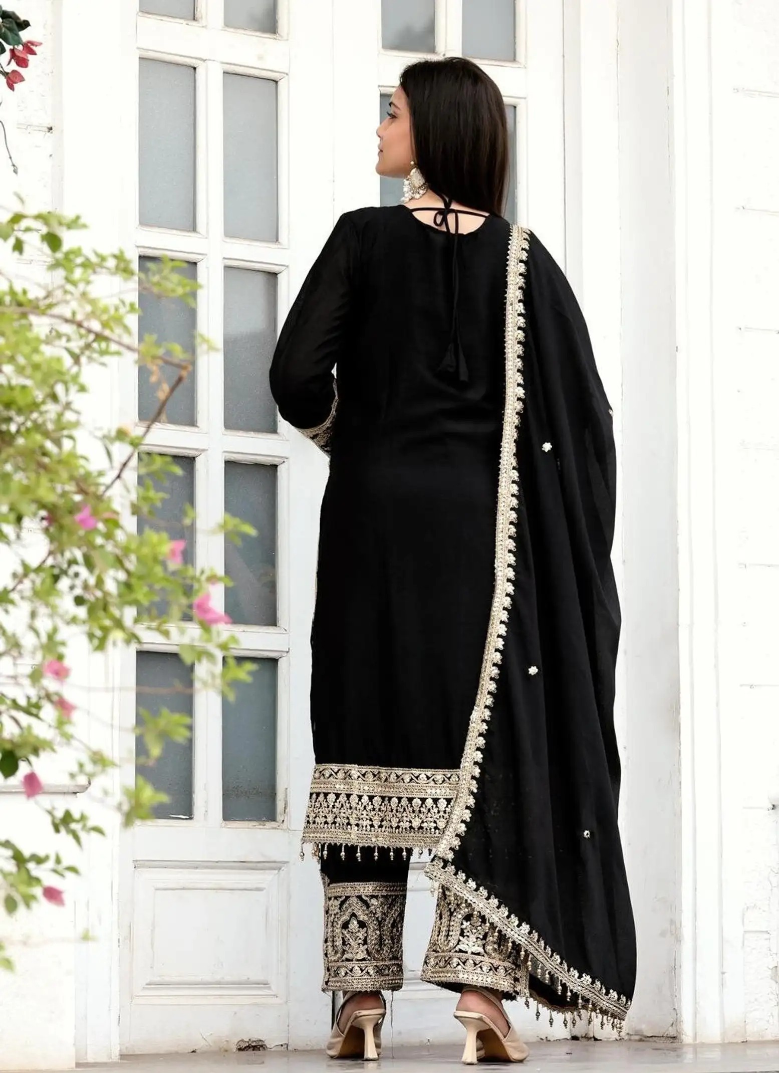 Trendy Women's Salwar Suit With Embroidery Sequence Work Ethnic Set Top-Bottom And Dupatta Set Fully Stitched Ready To Wear| Kurta Pant image 2