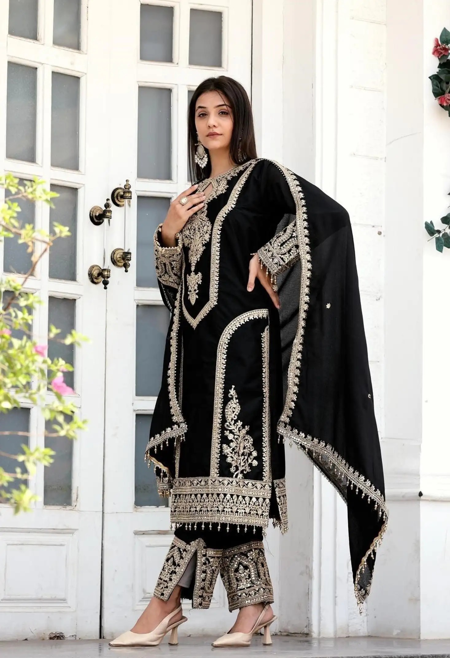 Trendy Women's Salwar Suit With Embroidery Sequence Work Ethnic Set Top-Bottom And Dupatta Set Fully Stitched Ready To Wear| Kurta Pant image 4